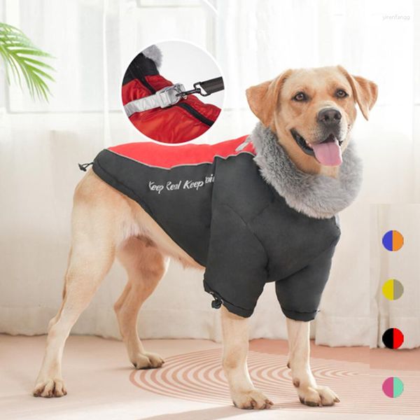 Abbigliamento per cani Cappotto impermeabile di lusso Piumino invernale grande con pettorina per cani di taglia media Golden Retriever Doberman Pinscher