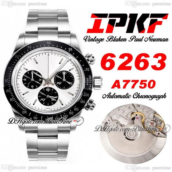 Пол Ньюман BLAKEN A7750 Автоматические мужские часы с хронографом IPKF 6263 Винтаж Серебристый Черный Сигма циферблат Браслет из стали Oystersteel ETA274Y