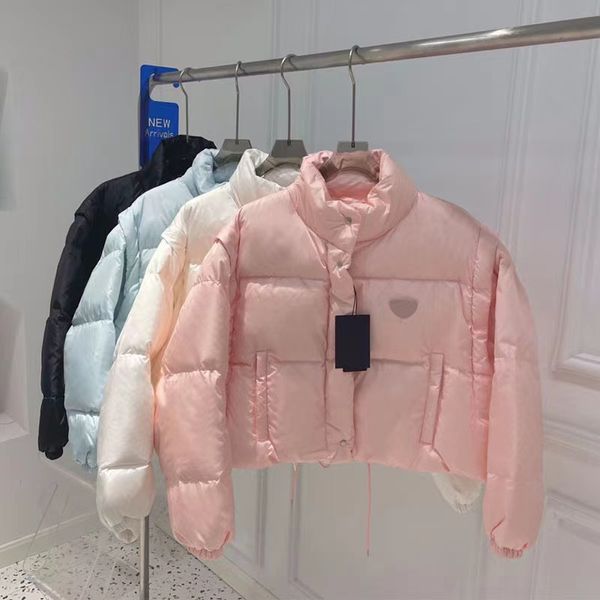 Jaqueta de inverno feminina novo triângulo de inverno impresso quente parka jaquetas de inverno manga longa puffer casaco com zíper para baixo feminino camisola de alta qualidade preto rosa azul branco