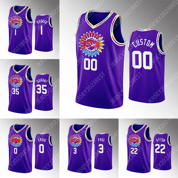 2023 Novo 1 Booker 23 Eric Gordon Kevin Durant 3 Beal Basquete Jerseys Devin Top The Sun Homens 13 Ayton 23 Cameron Johnson Shamet 25 Mika Bridges Steve Nash 35 Chris Paul