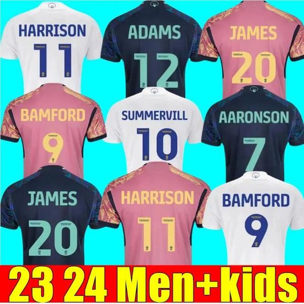 23 24 Leeds Unitedes Fußballtrikots 2023 2024 Llorente Adams Aaronson HARRISON BAMFORD Sinisterra JAMES Trikots de Football Kinder Kit Fußballtrikot Tops 9999