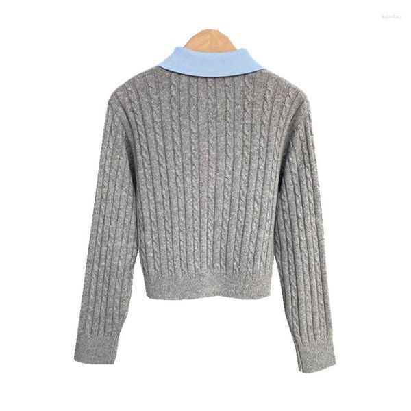 Maglioni da donna Maglione da donna Pullover Autunno Inverno Colletto rovesciato Bottoni Lavorato a maglia High Street Chic Stupendo design alla moda Trendy S