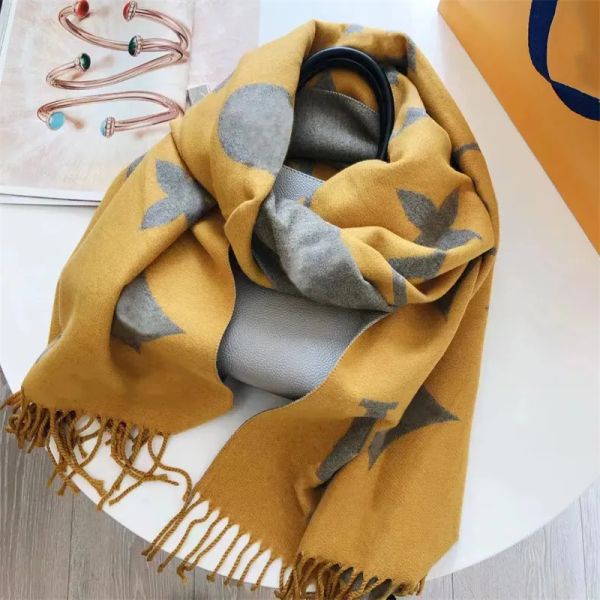 Fábrica por atacado 2023 novo luxo v designer cachecol 100% caxemira feminino xale grosso inverno quente longa franja cachecol pashmina 180*65