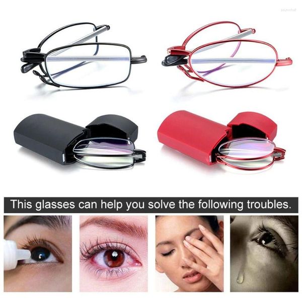 Sonnenbrille, Anti-Blaulicht, faltbar, Lesebrille, kompakt, blau blockierende Leser mit Etui, Presbyopie-Brille