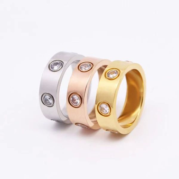 Gioielli Designer Coppia Ring Light Luxury Simple Diamond Ring Diamond Classic Acciaio incolore maschili e anelli da donna