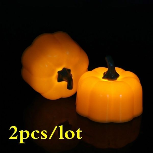 Velas 2pcslot Halloween Holiday Decoração Led Vela Eletrônica Abóbora Luz Amarelo Flash 230907