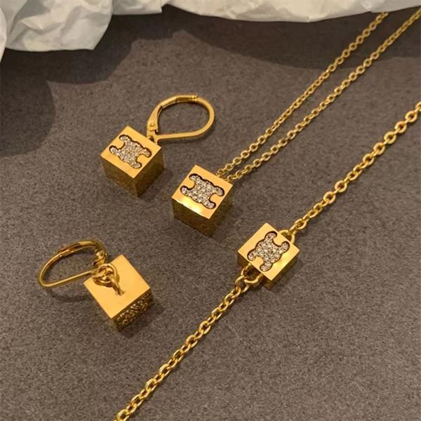 CEL Arc de Triomphe cubo ciondolo con diamanti collane bracciale orecchini designer gioielli per donna festa collana da uomo in oro chai208F