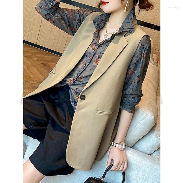 Frauen Anzüge Casual Große Größe Einreiher Ärmellose Koreanische Anzug Weste Blazer Lose Frauen Frühling Sommer Mode