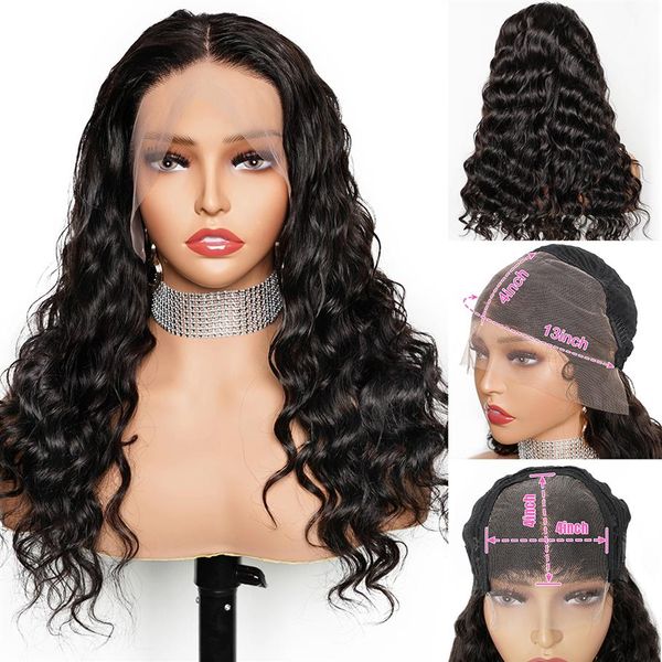 12-28 inç gevşek derin dalga dantel ön peruk kadınlar için brezilya bakire insan saçı uzun 13x4 hd şeffaf dantel frontal peruk pre-pluc243n