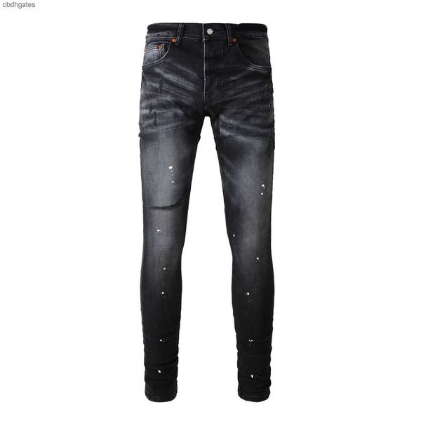 Jean High Mens Fashion Amiirii 2023 Demin American Purple Jeans Street Black Knife Cut Desgastado