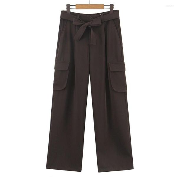 Pantaloni 2023 autunno vestiti di buona qualità donna Cargo pantaloni a gamba larga taglie forti pantaloni larghi casual vintage in tinta unita curva