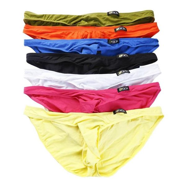 7PCS / Lotto Slip da uomo sexy Slip per pene grande Intimo Mutande a vita bassa Pantaloni rigonfiamenti Maschi Gay Sissy Mutandine Lingerie da uomo298C