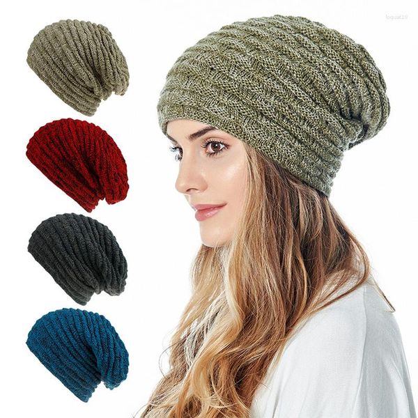 Berets Unisex Gestrickte Baggy Beanie Hut Winter Outdoor Warme Skullies Hüte Männer Frauen Gehäkelte Wolle Mode Hip Hop Bonnet Caps