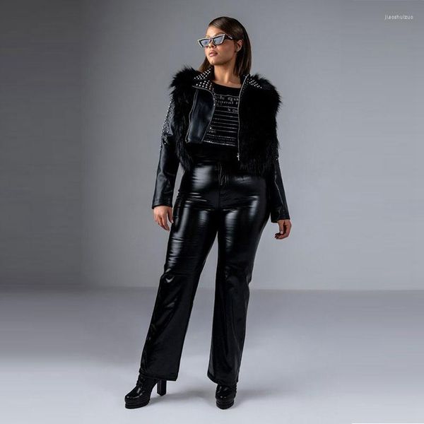 Брюки больших размеров, женские черные матовые кожаные облегающие брюки из искусственной кожи с высокой талией длиной до щиколотки 5XL, 6XL, 7XL, повседневные стрейч, 2023