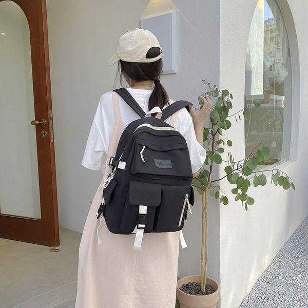 Школьные сумки контрастного цвета, милый рюкзак, женский многофункциональный водонепроницаемый женский рюкзак, студенческий школьный рюкзак для девочек, сумка на плечо 230907