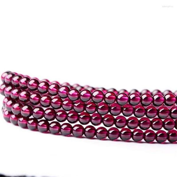 Strand genuíno natural roxo vermelho granada cristal contas redondas pulseira feminina 3.7mm