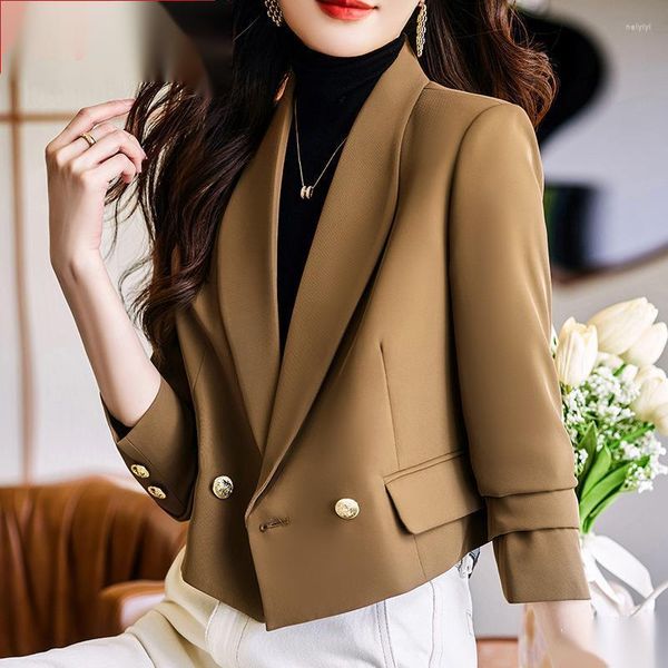 Ternos femininos elegantes de negócios casual all-match manga longa design de escritório cor sólida simples único botão chique jaqueta primavera outono