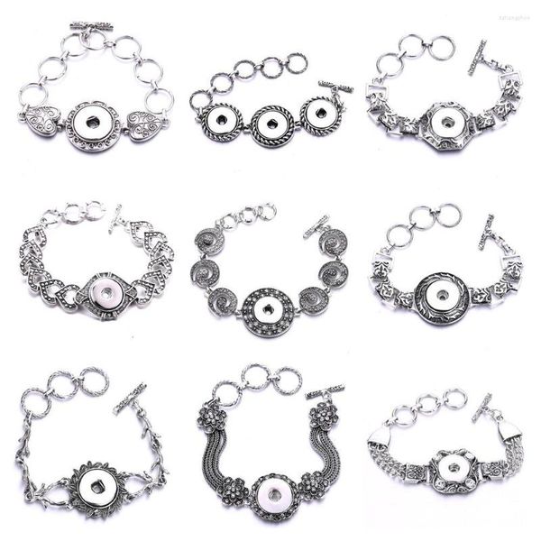 Braccialetto 8 pezzi Braccialetti con bottone a pressione in metallo Braccialetti fai da te 18mm Bottoni Braccialetti con ciondolo per donna Gioielli a scatto