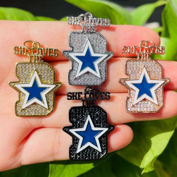 Charms 5 pièces Micro pavé elle aime les mots D breloques pour femmes Bracelets collier faisant pendentif plaqué or bijoux accessoire en gros 230907