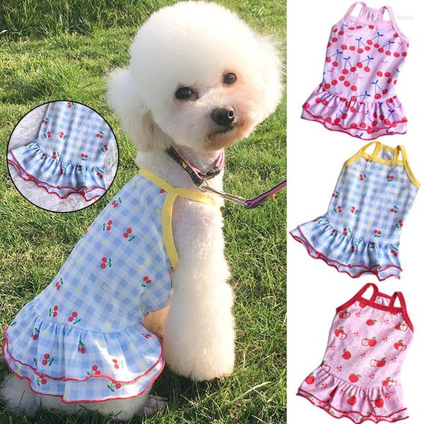 Vestuário para cães Princesa Estilo Sling Saia Dupla Pet Fina Elástica Vestido Sem Mangas Colete Camisa Suprimentos