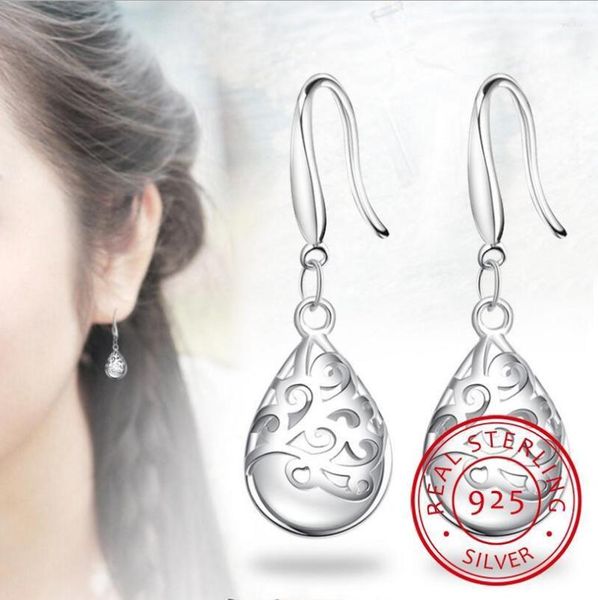 Dangle Küpe Markası Gerçek 925 Sterling Gümüş Moonlight Opal Gözyaşları Totem Drop Oorbellen Femmes Sevgililer Günü Hediyesi