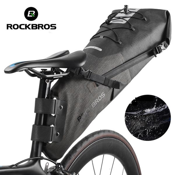 Borse laterali Borse ROCKBROS Borsa da bici Impermeabile riflettente 10L Sella di grande capacità Ciclismo Coda pieghevole Posteriore MTB Tronco da strada Bicicletta 230907