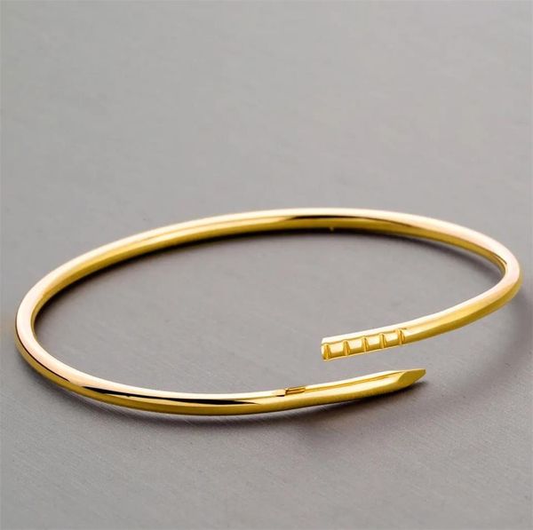 Bracciale per unghie più sottile da 3 mm Designer Nuovo braccialetto di lusso Bracciale unisex di moda Bracciale per coppia Bracciale in acciaio al titanio dorato Accessori regalo di Natale