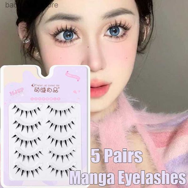 Cílios Postiços 5 Pares Manga Cílios Natural Longo 3D Mink Lashes Fluffy Volume Mink Cílios Postiços Cruelty Free Wispy Lashes Maquiagem Cilios Q230908