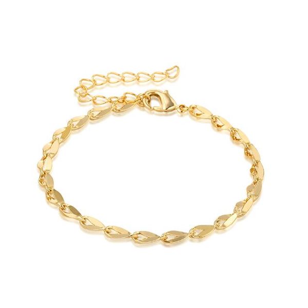Charme pulseiras ouro cor barcelet conjunto design simples para mulheres na moda artesanal moda jóias cuba figaro cobra grânulos comprimento de corrente otn27