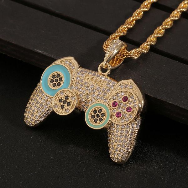 Neu gestaltete Game-Controller-Anhänger-Halskette, luxuriöse Micro-Inlays-Diamanten, Männer-Frauen-Hip-Hop-Punk-Halsketten, Designer-Schmuck Hi310P