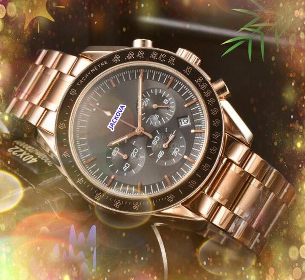 Movimento al quarzo automatico Data Orologi da uomo Solido acciaio inossidabile pregiato Oro rosa Argento Cronometro Business Montre De Luxe Uomo Orologio da polso classico completamente funzionale