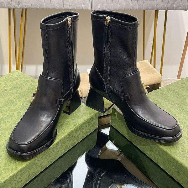 Designer botas de borracha preta botas de salto alto mulheres branco vermelho couro tornozelo bota 35-42