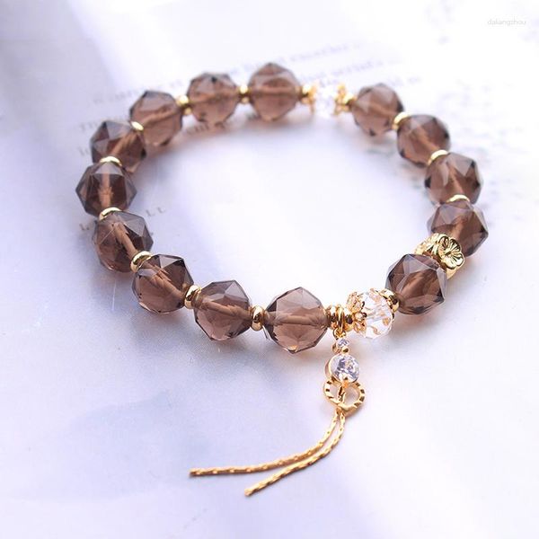 Strang Großhandel Tee Natürliche Kristall Armband DIY 10mm Facettierte Perlen Mit Quaste Hand Reihe Für Frauen Mädchen Einfache Mode schmuck