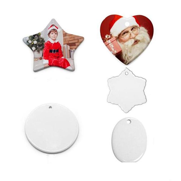 Kunst und Handwerk Diy Sublimation Blanko Keramik Anhänger Keramik Ornament Wärmeübertragung Runde Weihnachtsdekoration Väter Mot Dhgarden Dhbzs