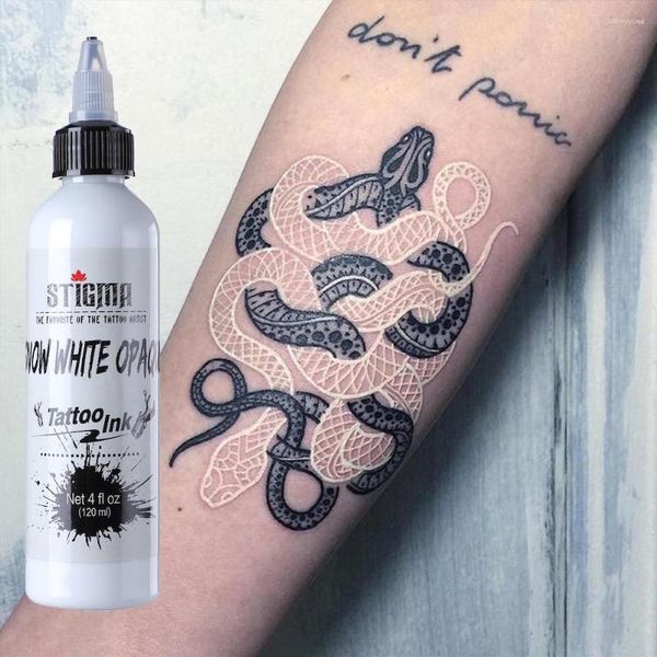 Dövme Mürekkepleri Stigma 120ml Beyaz Mürekkep Dövmeler ve Vücut Sanatı için Güvenli Kalıcı Renk için Profesyonel Doğal Daimi Pigment