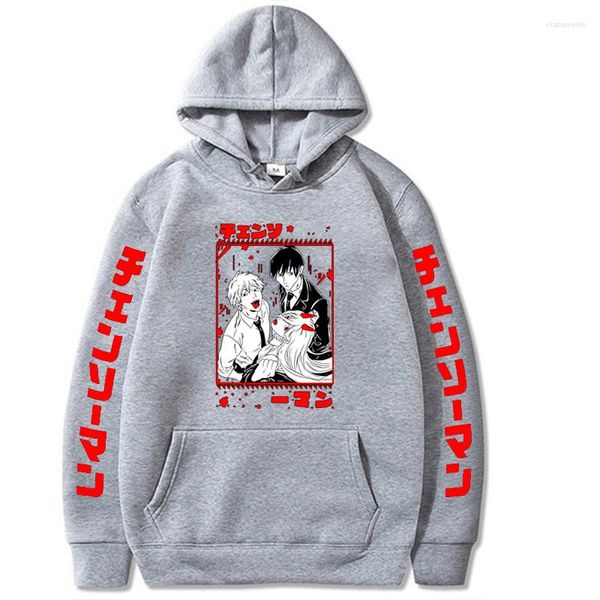 Hoodies femininos motosserra homem anime roupas denji chique y2k topos aki power print moletom com capuz vintage hiphop streetwears moda