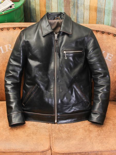 Мужская кожаная байкерская куртка из искусственной кожи YWTSCH в американском стиле 1930 года с чайным сердечником и тонкими лацканами, весенне-осенняя короткая 230908