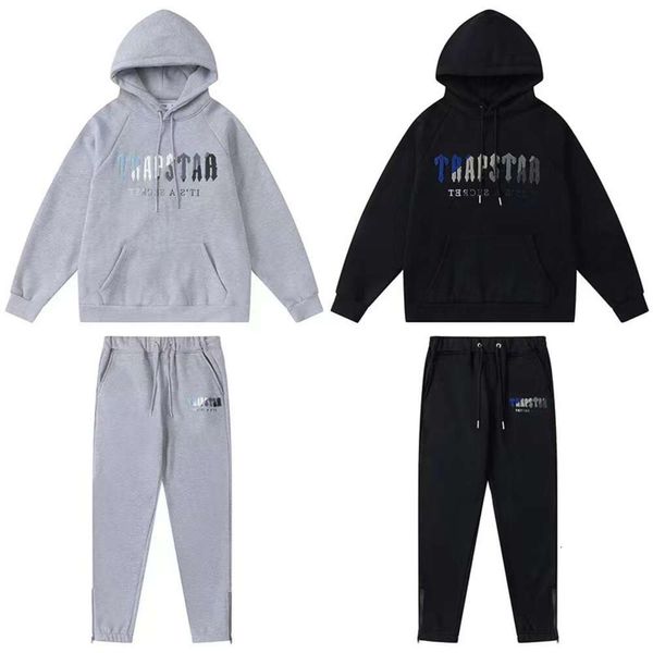 tuta da uomo firmata Trapstar Fashion Brand Gradient Lettera Tiger Head Asciugamano Ricamo Peluche Felpa con cappuccio Maglione Casual Sport Settrapstar giacca giacca trapstar