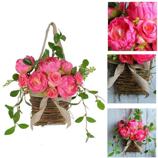 Dekoratif Çiçek Çiçek Sepet Çelenk Yapay Tutucu Ön Kapı Dekorasyon Parçası Tüm Hava Dekoru için Güzeldir