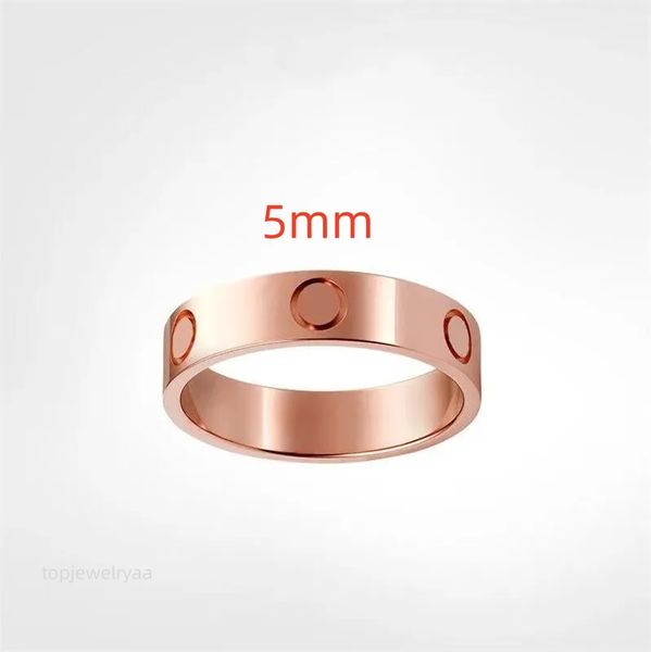 anello Oro Argento Anello gioielli in oro rosa Moda Designer di lusso Uomo Donna Coppia in acciaio al titanio Misura anello 4mm 5mm 6mm Vendita al dettaglio all'ingrosso