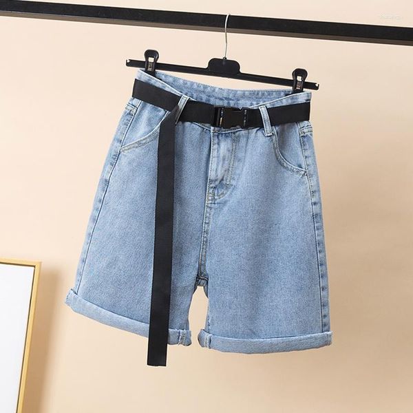 Frauen Shorts Trendy Frühling Sommer Hohe Taille Frauen Blau Denim Mit Gürtel Streetwear Weibliche Lose Fit Breite Bein Jeans