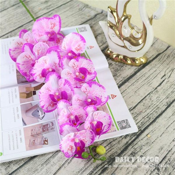 Dekoratif Çiçekler 11 Baş Head Touch Büyük Yapay Silikon Kelebek Orkide Toptan Keçe Lateks Düğün Phalaenopsis 10 PCS