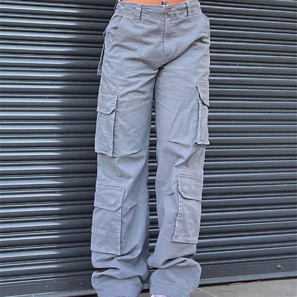 Jeans da donna Donna Vita alta Gamba larga Jeans larghi Tasca laterale Pantaloni cargo vintage Y2K Boyfriend Pantaloni larghi Streetwear Tuta moda 230907