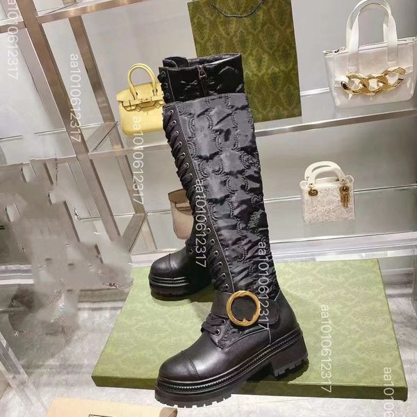 Новые осенние и зимние женские дизайнерские стеганые ботинки ведущего бренда G, черные ботинки на шнуровке, ботинки martin, ботинки с длинным рукавом, кожаные ботинки35-42