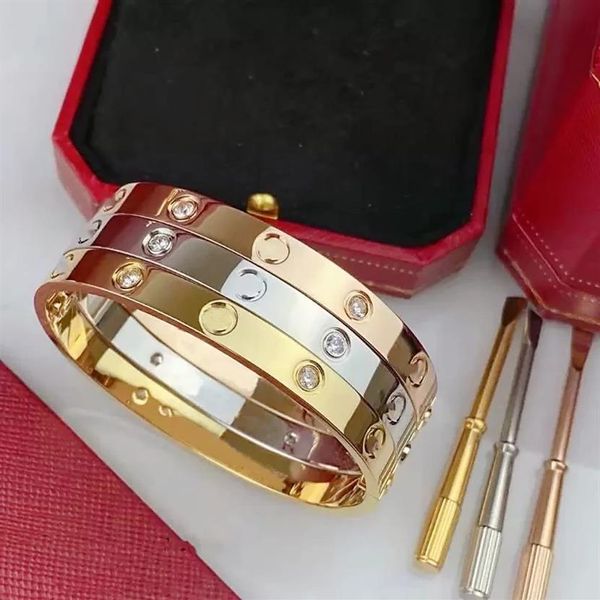 Designer feminino pulseiras de luxo clássico chave de fenda bangle meninos meninas presentes 18k ouro jóias 316l aço inoxidável 249o
