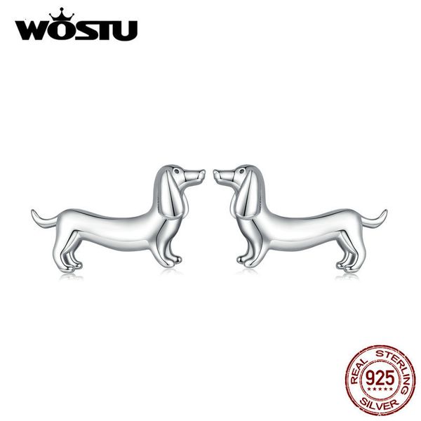 Stud Wostu 925 STERLING Gümüş Sevimli Dachshund Köpek Saplama Küpeler Kadınlar için Orijinal Hayvan Saplamaları Küpe Hassas Kız Takı Hediyesi 230907