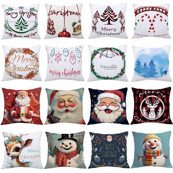 Decorazioni natalizie 40 Style Happy Year Merry For Home Santa Elk Divano Ornamenti Fodera per cuscino 45x45cm Navidad T126 230907
