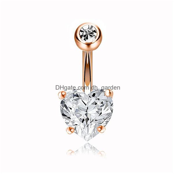 Partybevorzugung Diamant-Herz-Bauchring Edelstahl perforierter Knopf-Anhänger Damenmode-Accessoires Drop-Lieferung nach Hause Dhgarden Dhot3