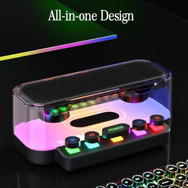 Taşınabilir SERS Kablosuz Bluetooth RGB Işıklar Oyun Ser Stereo Subwoofer Şeffaf Destek USB TF Play PC Ses Bar Game Soundbox 230908