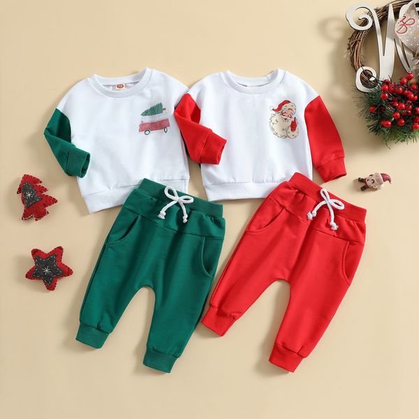 Calzini per bambini Nati Bambino Neonato Ragazza Natale Sport Casual Girocollo Felpa Pullover Camicia a maniche lunghe Pantaloni 7 anni Vestiti 230907